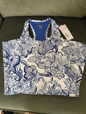 Lilly Pulitzer Blue and White Floral One-Piece active dress.
